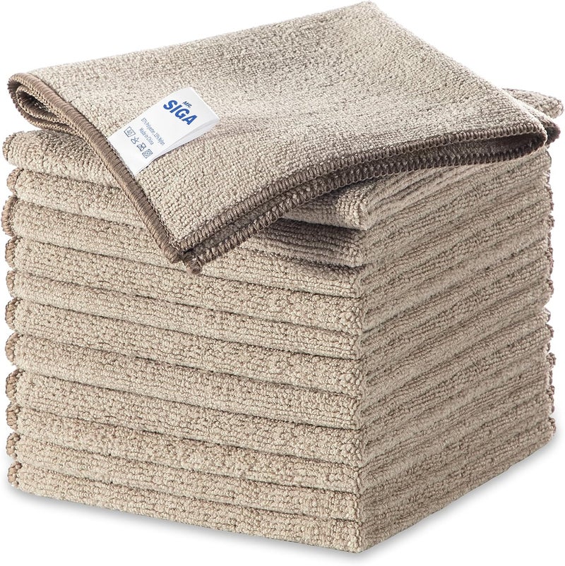 Mr Siga MR.SIGA Microfibre Cleaning Cloth - Pack of 12, Wheat, 32 x 32 cm - Image 1