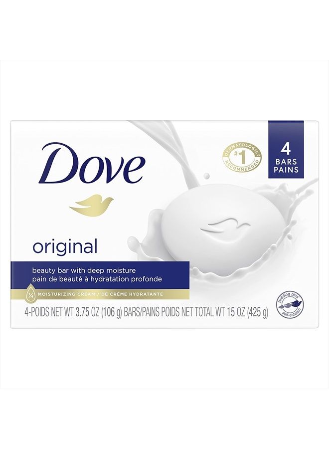 Dove Beauty Bar Gentle Skin Cleanser Moisturizing for Gentle Soft Skin Care Original Made With 1/4 Moisturizing Cream 3.75 oz, 4 Bars - Image 1