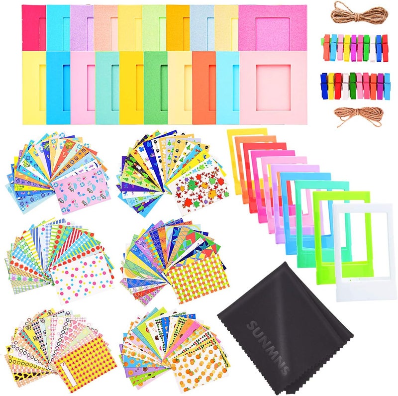 Sunmns Colorful Bundle Kit Accessories Set Compatible with Instax Mini 12 11 9 8 90 70 Camera, Accessory Include Film Stickers, Desk Frames, Hanging Frame - Image 1