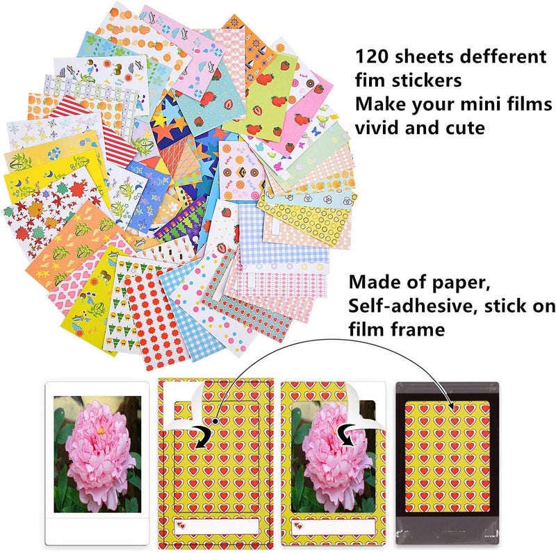 Sunmns Colorful Bundle Kit Accessories Set Compatible with Instax Mini 12 11 9 8 90 70 Camera, Accessory Include Film Stickers, Desk Frames, Hanging Frame - Image 4