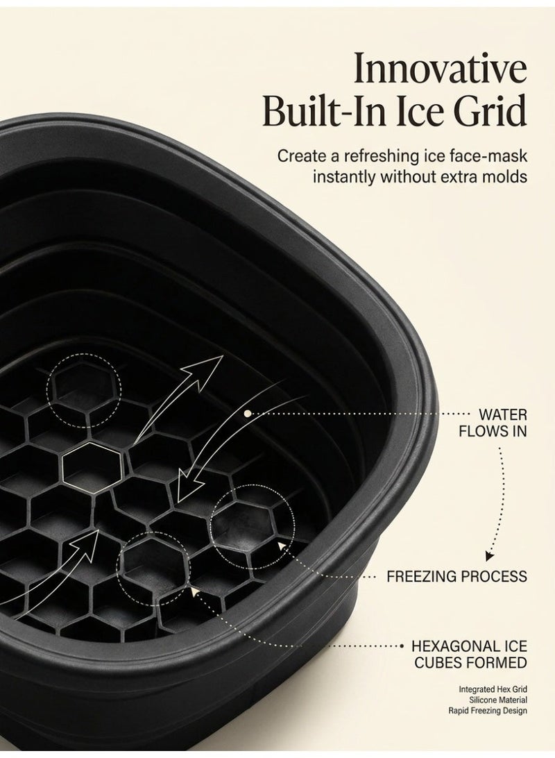 LAYAN Foldable Silicone Facial Ice Bath Bowl with Lid, Portable Face Ice Bowl with Built-in Ice Tray, Reusable Cold Plunge Basin for Puffiness Relief Skincare Travel Camping - Image 5