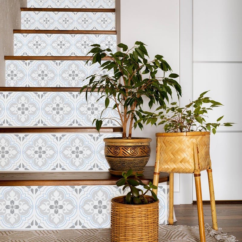WALPLUS Peel and Stick Floral Pattern Stair Riser Decals  15 Strips  39"" x 7.1""  Easy Installation  Home Decor - Image 4