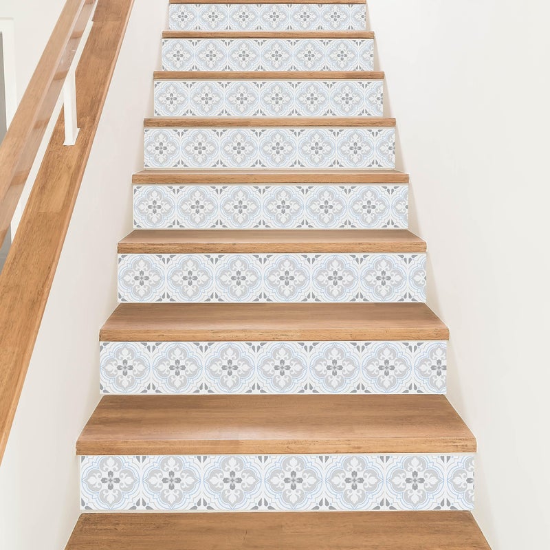 WALPLUS Peel and Stick Floral Pattern Stair Riser Decals  15 Strips  39"" x 7.1""  Easy Installation  Home Decor - Image 3