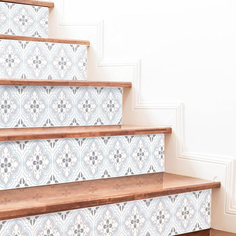 WALPLUS Peel and Stick Floral Pattern Stair Riser Decals  15 Strips  39"" x 7.1""  Easy Installation  Home Decor - Image 2