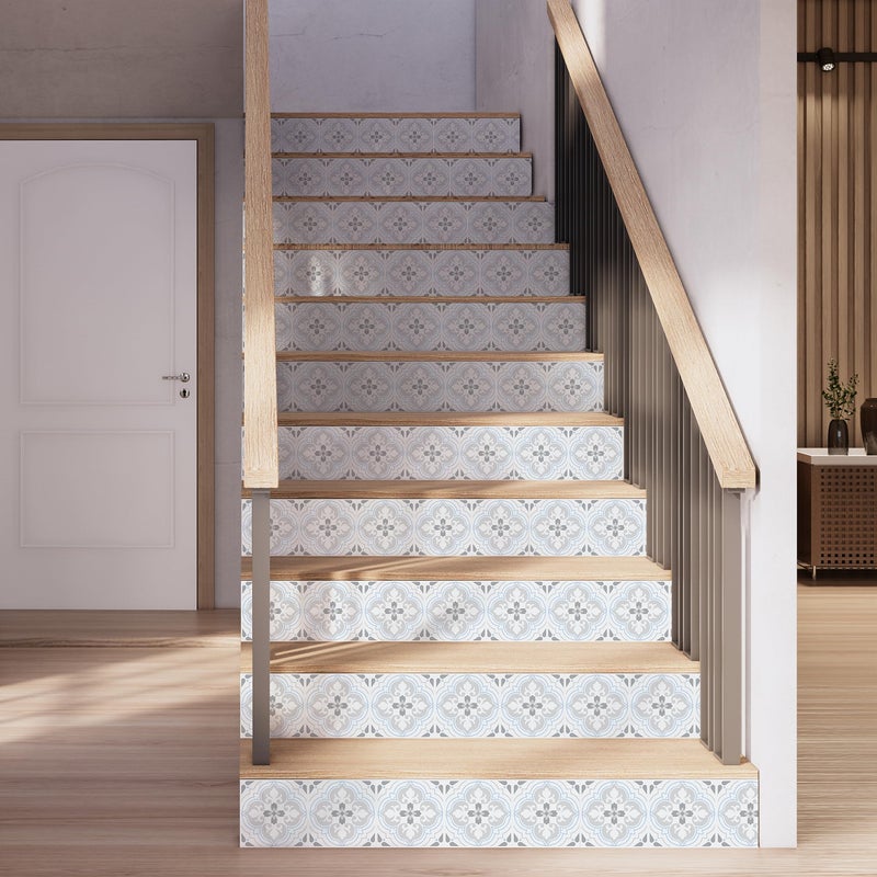 WALPLUS Peel and Stick Floral Pattern Stair Riser Decals  15 Strips  39"" x 7.1""  Easy Installation  Home Decor - Image 5