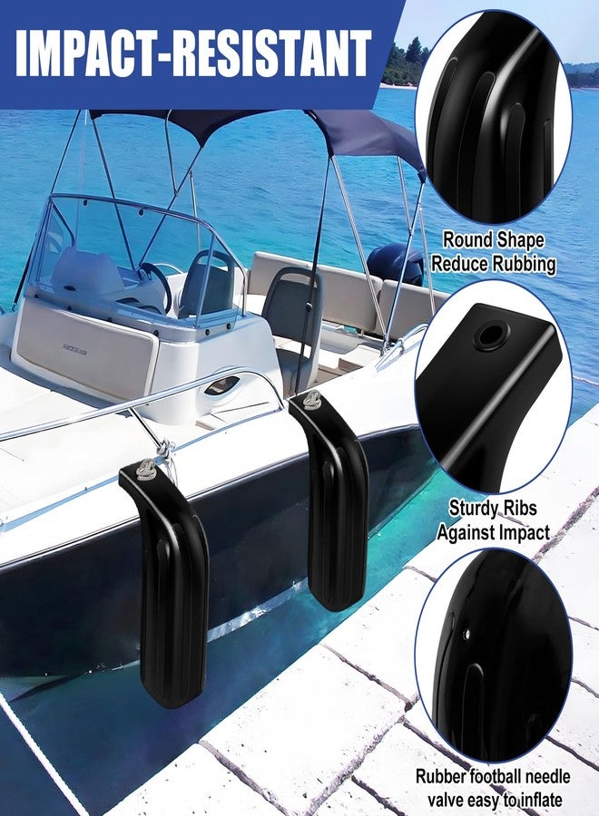 HLTIT Boat Fender Bumpers for Docking, Low Freeboard Boat Fenders,Protect Docks & Ships from Damage Caused collisions, 2 Pack（Black） - Image 3