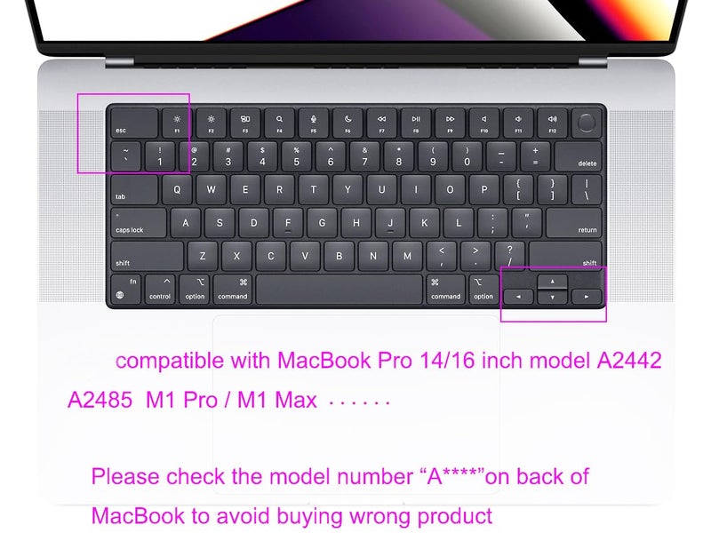 UHamn Arabic Language Silicone Keyboard Skin Compatible for MacBook Air 15 M2 A2941 M3 A3114, MacBook Air 13.6 M2 A2681 M3 A3113, 2023-2021 MacBook Pro 14" 16" A2918 A2992 A2442 A2779 A2991 A2485 A2780 - Image 2