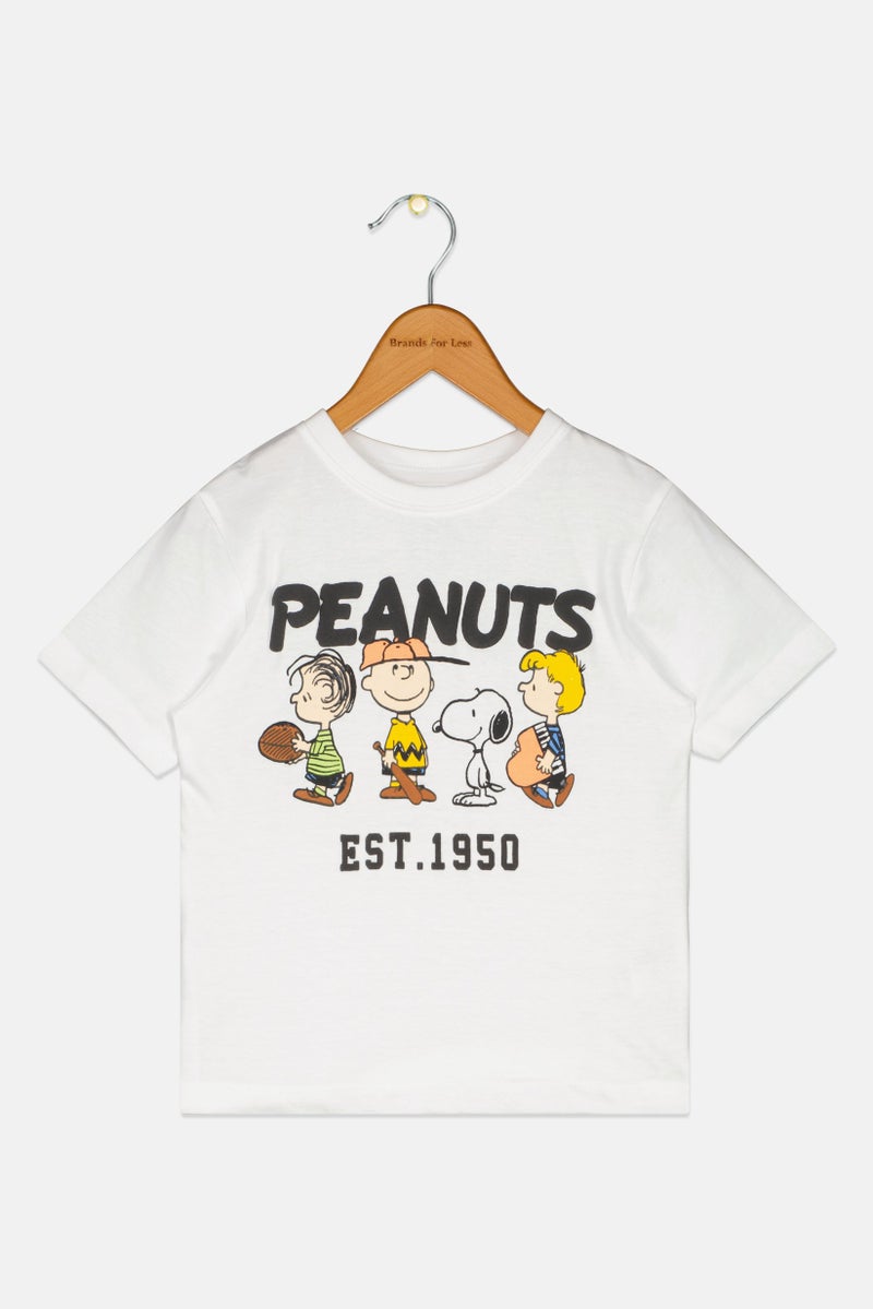 Peanuts Toddlers Boy Graphic Print Short Sleeve T-Shirt, White - Image 3