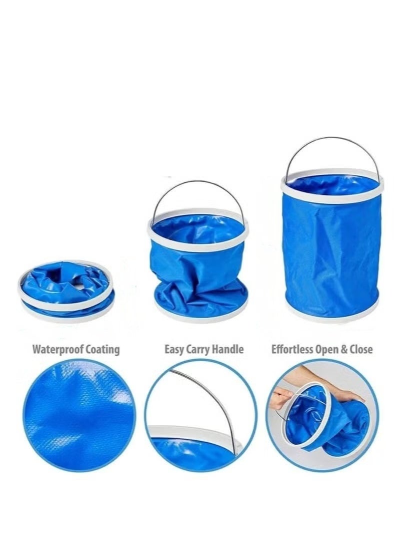 Soofam Car Wash Detailing Kit Cleaning Kits with Bag Collapsible Bucket Wash Mitt Sponge Towels Tire Brush  Complete Interior Exterior Car Washing Supply Set Blue - Image 4