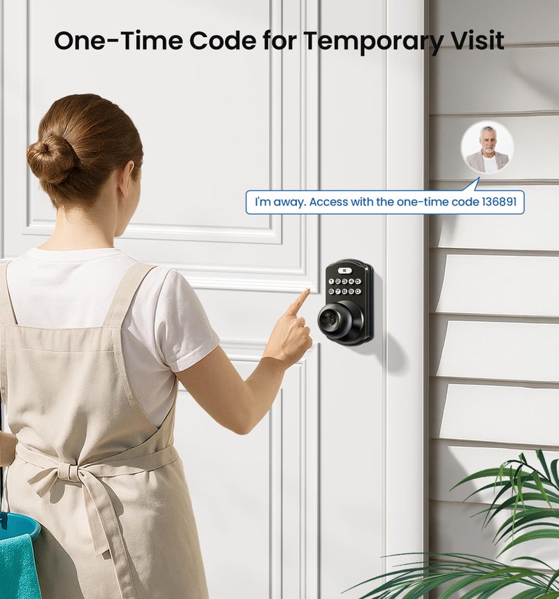Veise Keypad Door Knob Lock, Keyless Entry Digital Lock with Handle, Electronic Smart Knob for Front Door & Bedroom, Easy Install, Auto Lock, Passage Mode, Anti-Peeping Password, Matte Black - Image 5