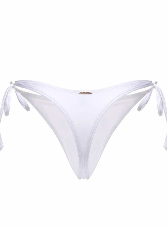 RELLECIGA Women's White Tie-Side Thong Bikini Bottom Size Medium - Image 1