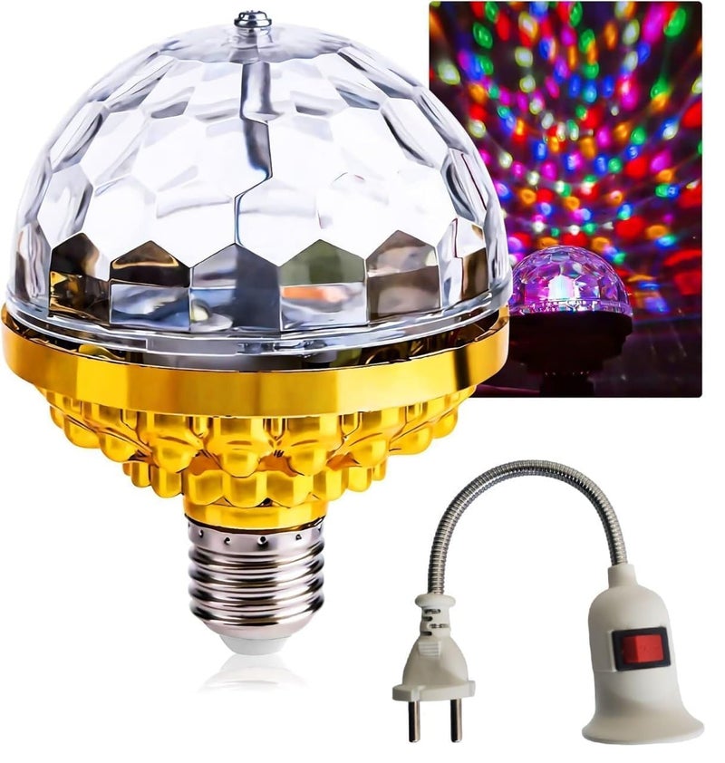 DEVYAMI Rotating RGB Magic Ball Light with Lamp Holder Set – Retro Disco LED Stage Light with Colorful Effects - Image 1