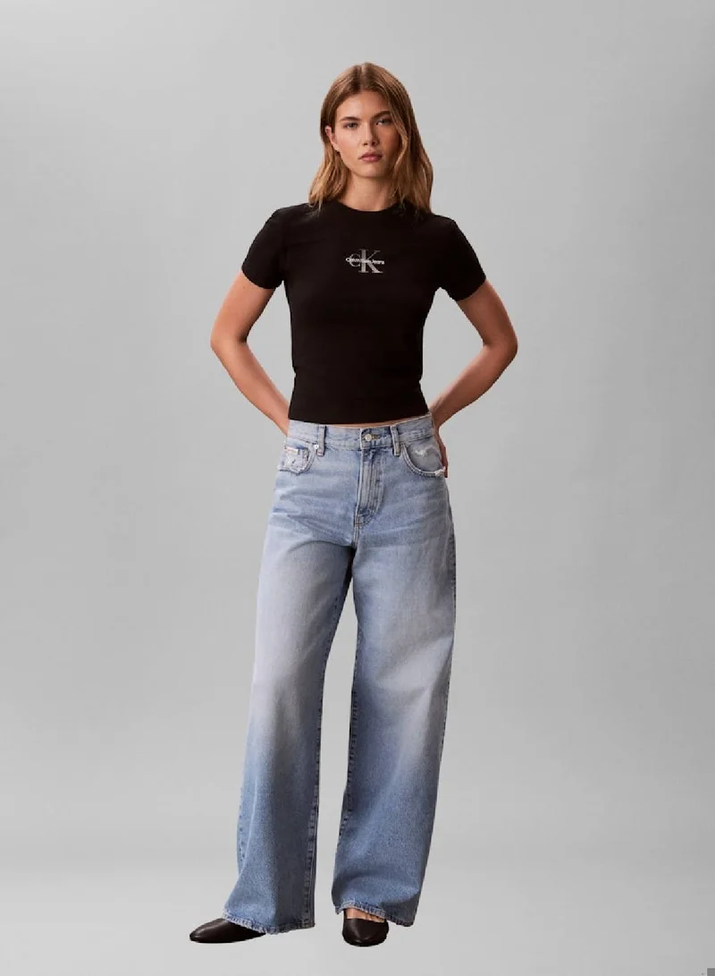 Calvin Klein Jeans  Gradient Monogram Logo Slim T-Shirt for Women | Best Price UAE