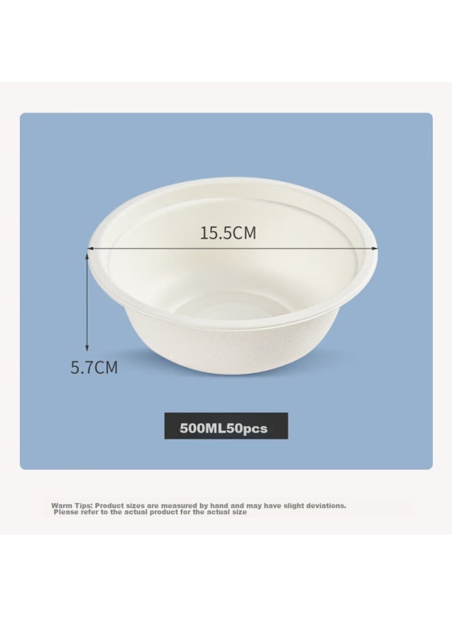 Temeiju Disposable Bowls, Biodegradable Sugarcane Paper Bowls, Camping Bowls And Plates, Tableware, Picnic Boxes, 50 Pieces, 500 Model - Image 3