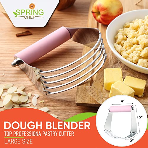 Spring Chef Large Dough Blender For Baking, Professional Dough Cutter Tool, Stainless Steel Puff Pastry Cutter Tool, Dishwasher Safe Pastry Blender for Easy Mixing - Pink Lemonade - Image 2
