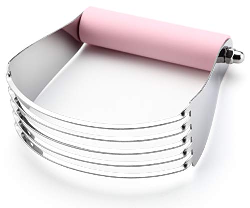 Spring Chef Large Dough Blender For Baking, Professional Dough Cutter Tool, Stainless Steel Puff Pastry Cutter Tool, Dishwasher Safe Pastry Blender for Easy Mixing - Pink Lemonade - Image 1