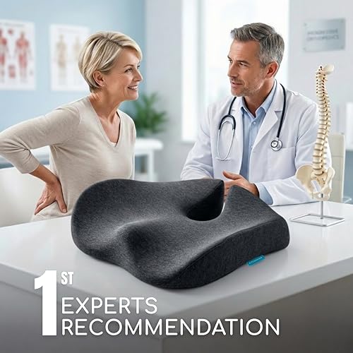 SitCushion Orthopedic Coccyx Cushion for Tailbone Pain Relief Sciatica and Back Pain XL Memory Foam Seat Cushions for Office Chairs Car Gaming Ergonomic Cushion with Removable Spare Cover Green - Image 3