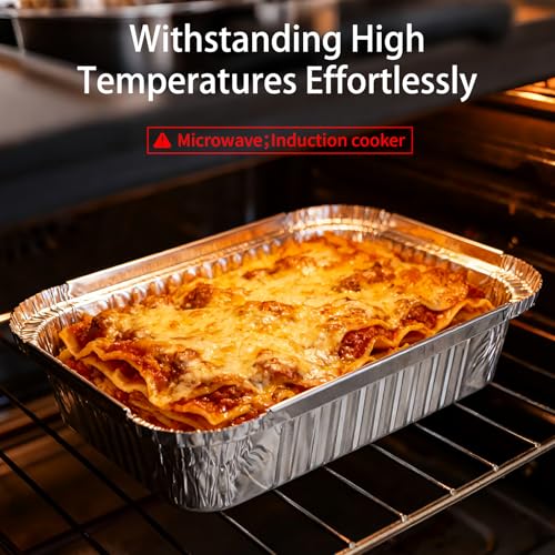 Homewarm Aluminum Foil Pans with Lids - 2.25 LB To Go Food Containers Disposable Tin Foil Meal Prep Containers with Lids, 30 Pans and 30 Cardboard Covers for Baking, Freezer & Food Storage, 8.5" X 6" (30 Pack) - Image 5