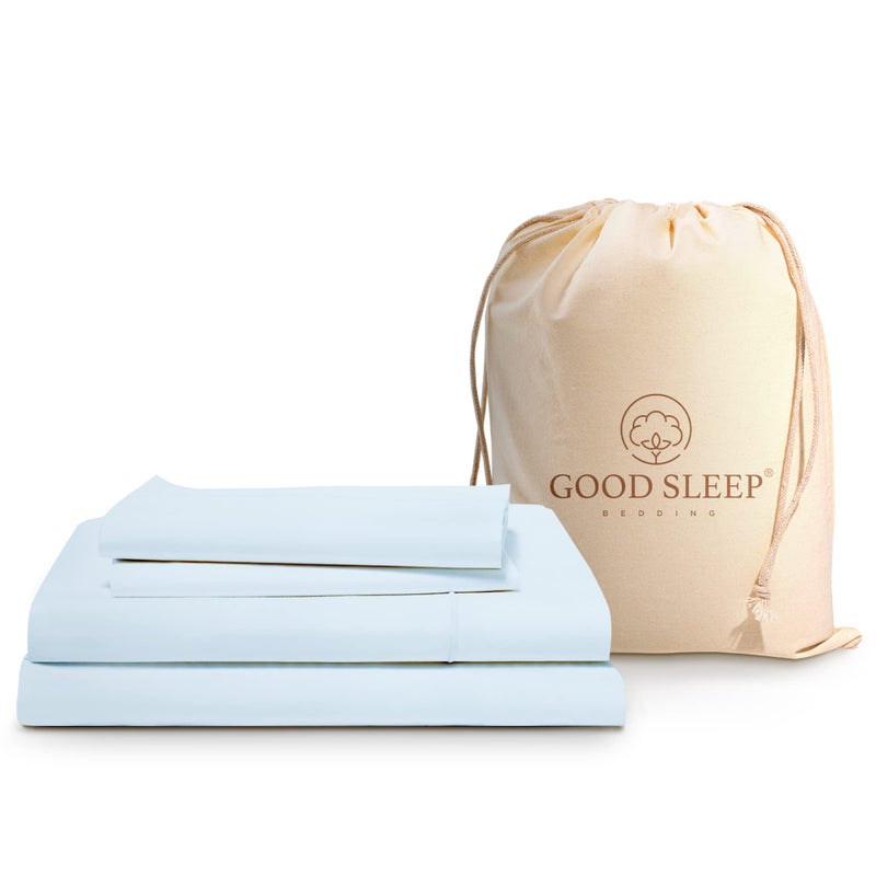 Good Sleep Bedding Bed Sheets Twin XL  Egyptian Cotton Sheets 1000 TC 3Pc Twin XL Sheet Sets Soft Sateen Weave Extra Long Twin Size Sheets 16 Twin XL Sheets Deep Pocket  Light Blue
