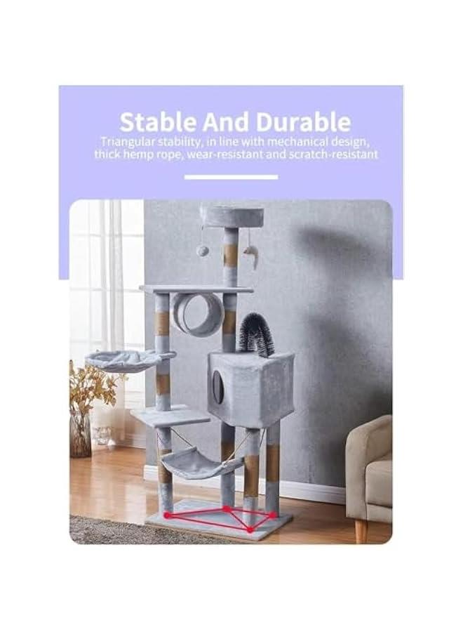 هوكور اثاث منزل للقطط والحيوانات الاليفة من هوكور، منزل لعب متعدد الوظائف للقطط المتسلقة مع خدش مغطى بالسيزال وارجوحة مرتفعة للقطط (بيج) - Image 2