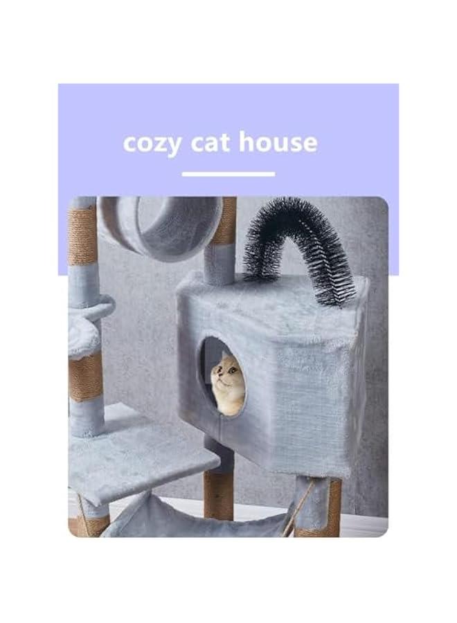 هوكور اثاث منزل للقطط والحيوانات الاليفة من هوكور، منزل لعب متعدد الوظائف للقطط المتسلقة مع خدش مغطى بالسيزال وارجوحة مرتفعة للقطط (بيج) - Image 4