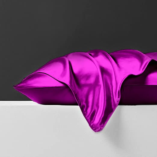 Filbert Purple Laxurious Silk Satin Pillow Cover Mulburry Silk Satin Pillow Covers for Hair Skin Purple 20 x 40 Inche 2 Piece - Image 1