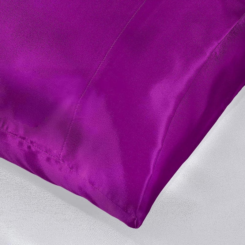 Filbert Purple Laxurious Silk Satin Pillow Cover Mulburry Silk Satin Pillow Covers for Hair Skin Purple 20 x 40 Inche 2 Piece - Image 4
