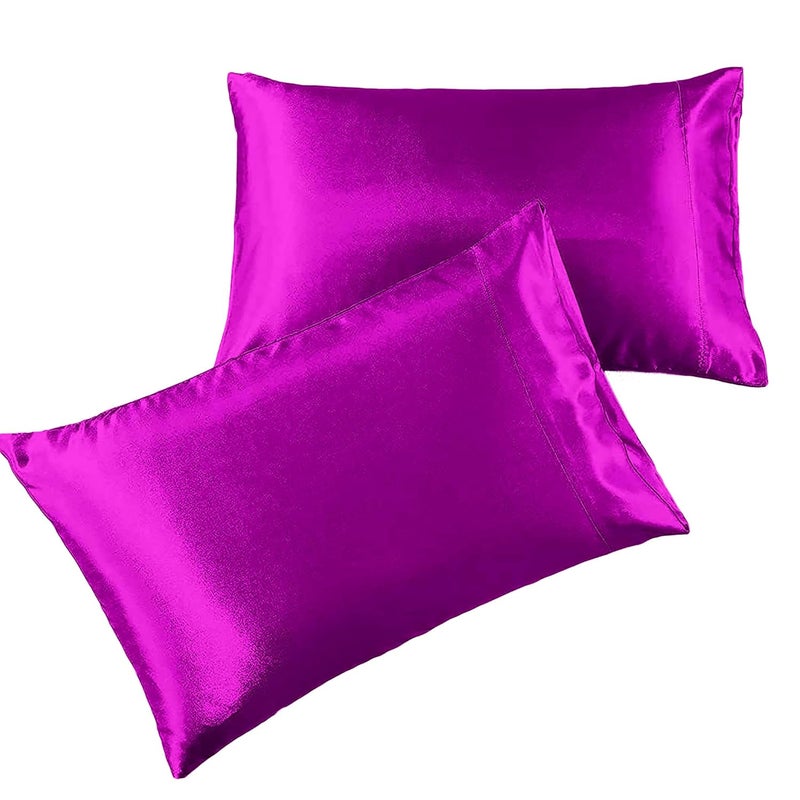 Filbert Purple Laxurious Silk Satin Pillow Cover Mulburry Silk Satin Pillow Covers for Hair Skin Purple 20 x 40 Inche 2 Piece - Image 2