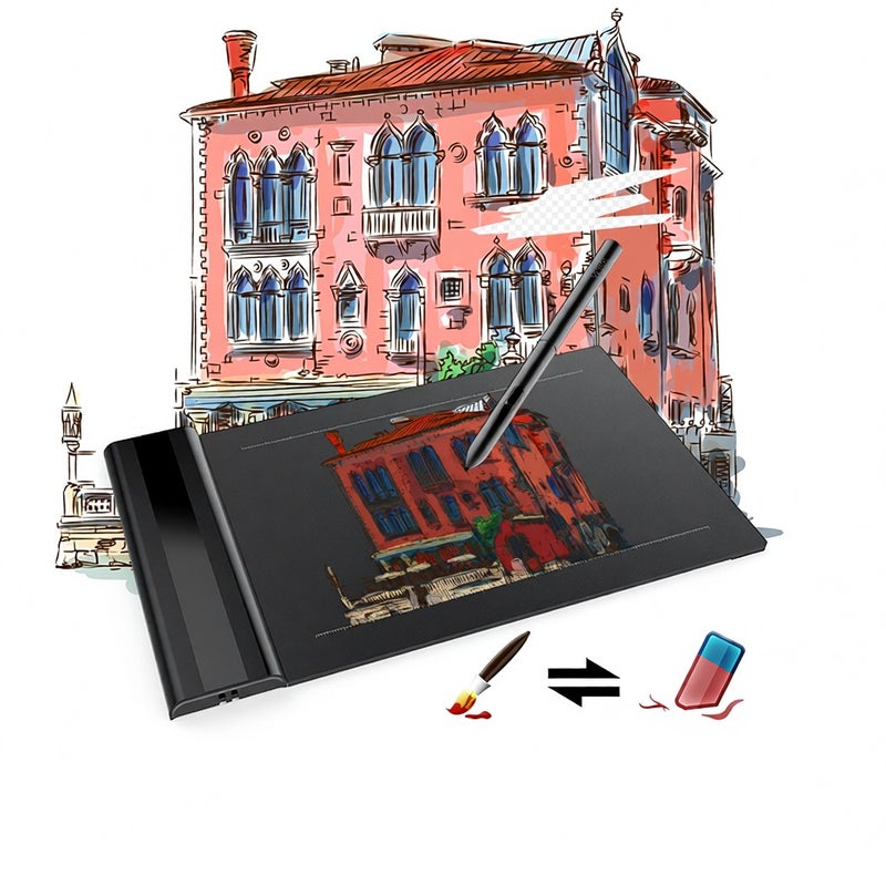 VEIKK S640 Graphics Drawing Tablet 6 x 4 Inch Active Area 8192 Levels Pressure Art Graphics Tablet with Battery-free Stylus 8 Pen Nibs Compatible with Windows Mac OS Android for Painting Designing - Image 3