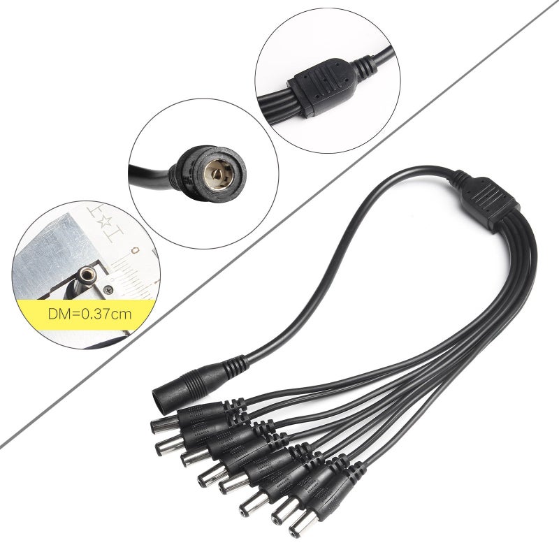 Fancy Buying Security Camera Power Adapter 12V 5A 100V-240V AC to DC 8-Way Power Splitter Cable FCC Certified LED Power Transformers-Fits Analog/AHD DVR/Camera, RGB LED Strip Lights - Image 4