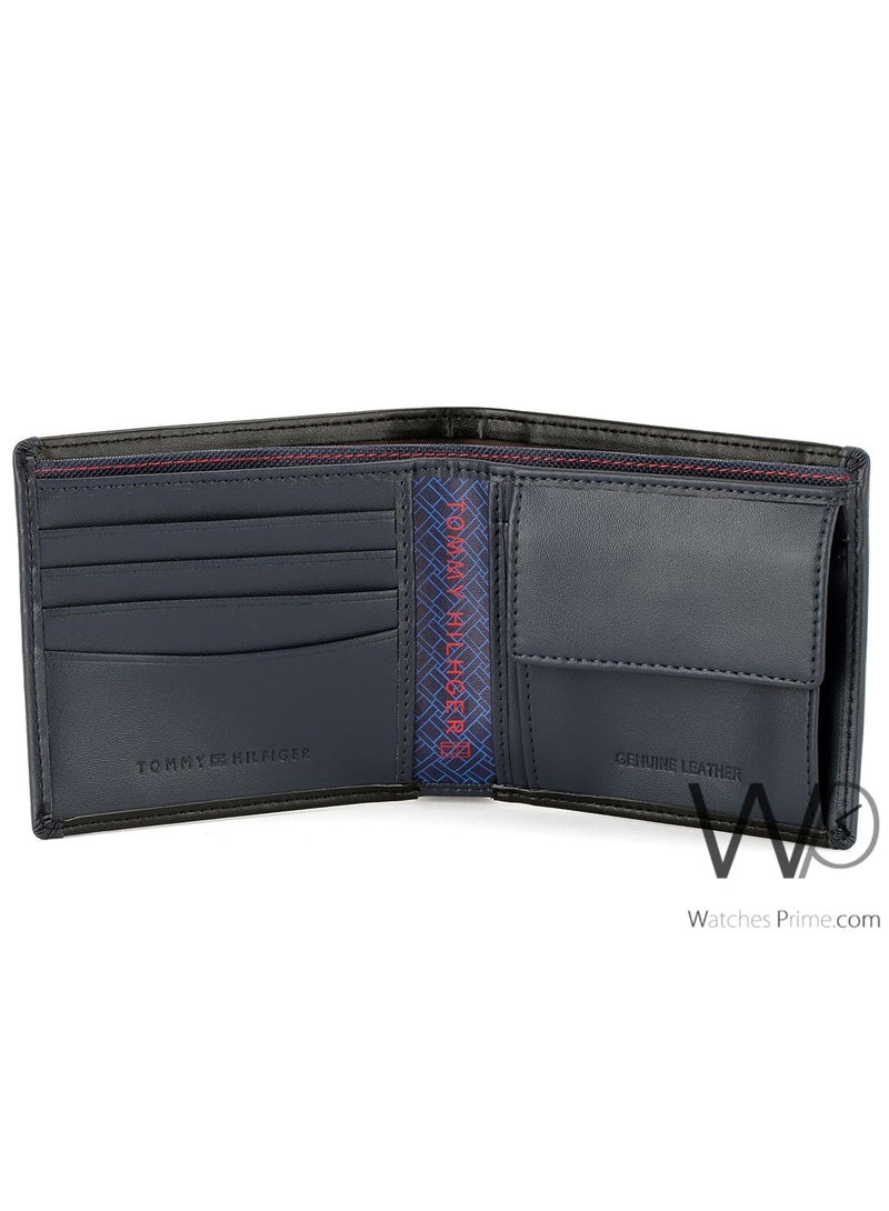 Tommy Icons Mens Natural Leather Wallet Black Printed With Lines - Image 4