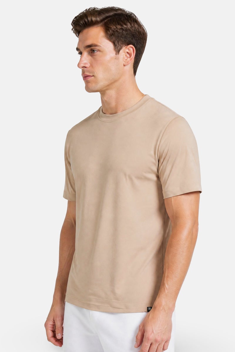 Gaiam Men Slim Fit Short Sleeve Training T-Shirt, Beige - Image 2