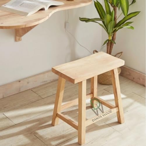 Dantawood Sitting Wooden Stool Indoor & Outdoor, Stool for Office, Home & Garden Use- 18-Inch - Image 3