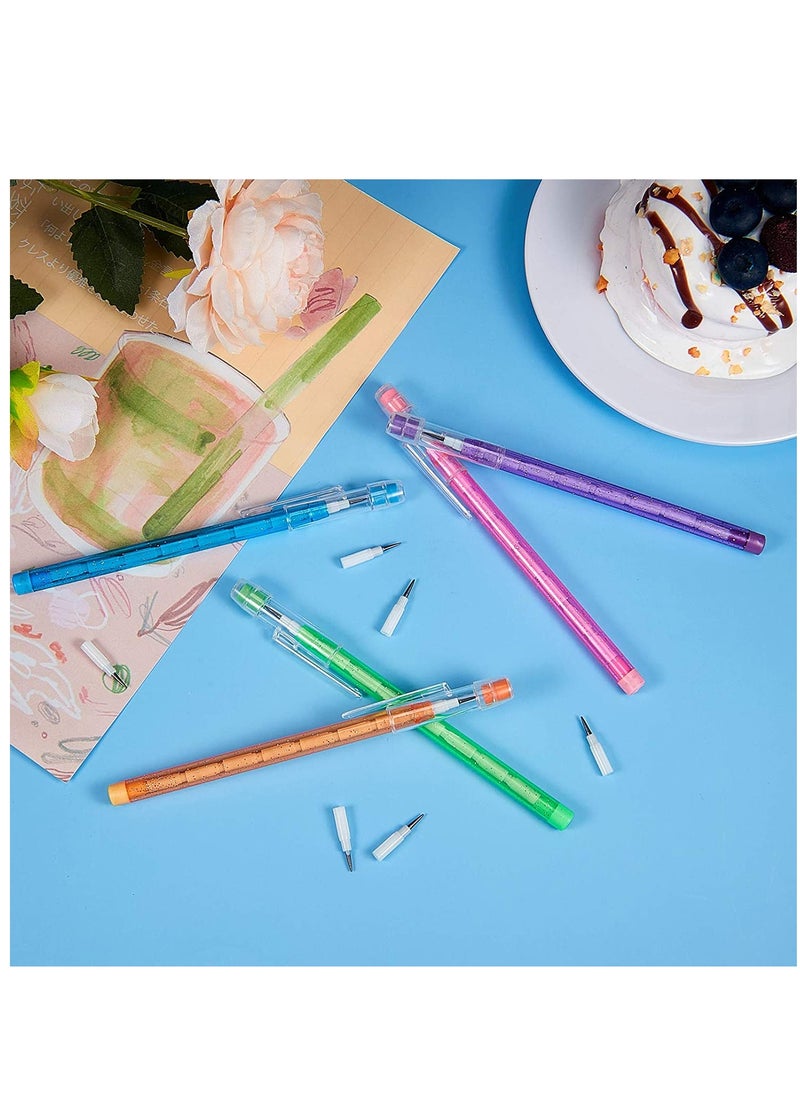 KASTWAVE - Non Sharpening Pencils HB Translucent Pencil Stacking Point Pencils for Kids Stackable Pencil with Matching Eraser for Taking Notes Writing Drawing 5 Colors 20Pcs - Image 1