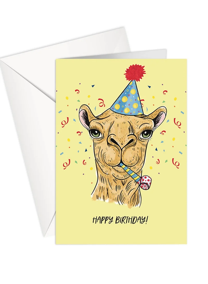 شير ذا لوف  بطاقة عيد ميلاد سعيد الجمل - سمة الحفلة الصفراء