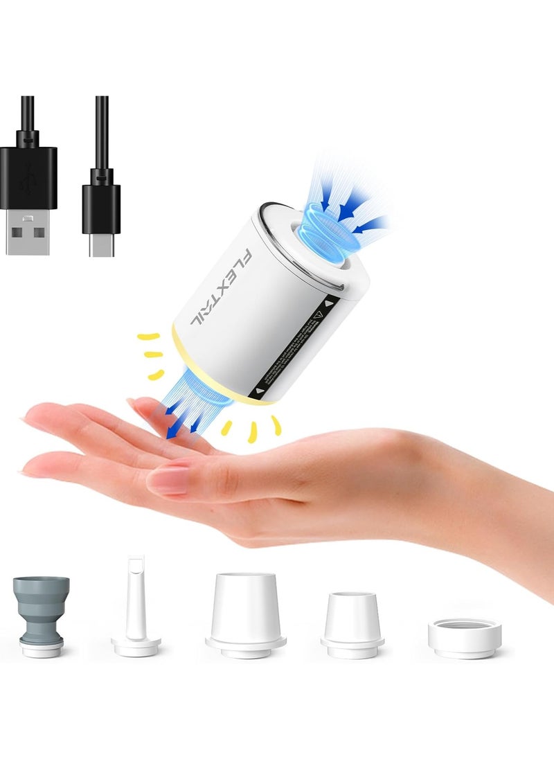 FLEXTAIL Portable Air Pump with Camping Lantern Tiny Pump 2X 4kPa Air Pump for Inflatables Rechargeable Air Mattress Pump with Magnetic Design for Sleeping Pads, Pool Floats, Swimming Rings White  - Image 1