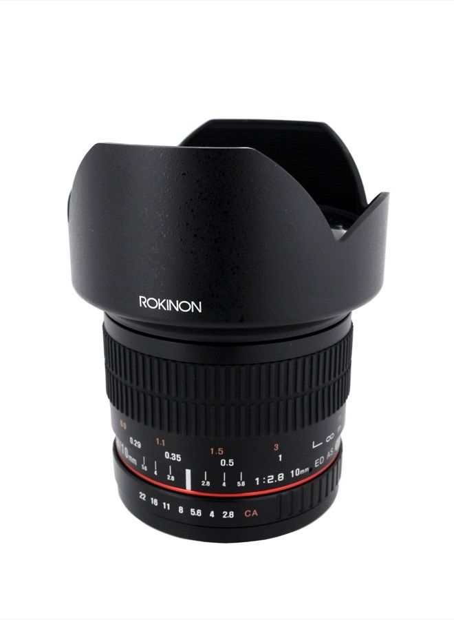 Rokinon 10mm F2.8 ED AS NCS CS Ultra Wide Angle Lens Canon EF-S Type for Canon Digital SLR Cameras (10M-C), Black  - Image 1