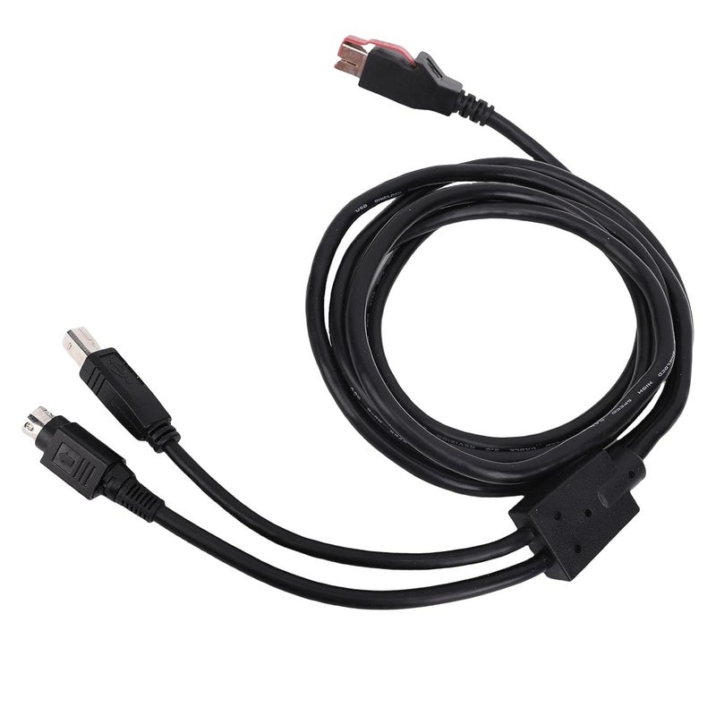 Printer Data Cable, 1.8M 24V Power USB Cord, 2 in 1 USB A to B and 3 Pin DIN Male Cable for Printer, Barcode Scanner, and POS System - Image 4