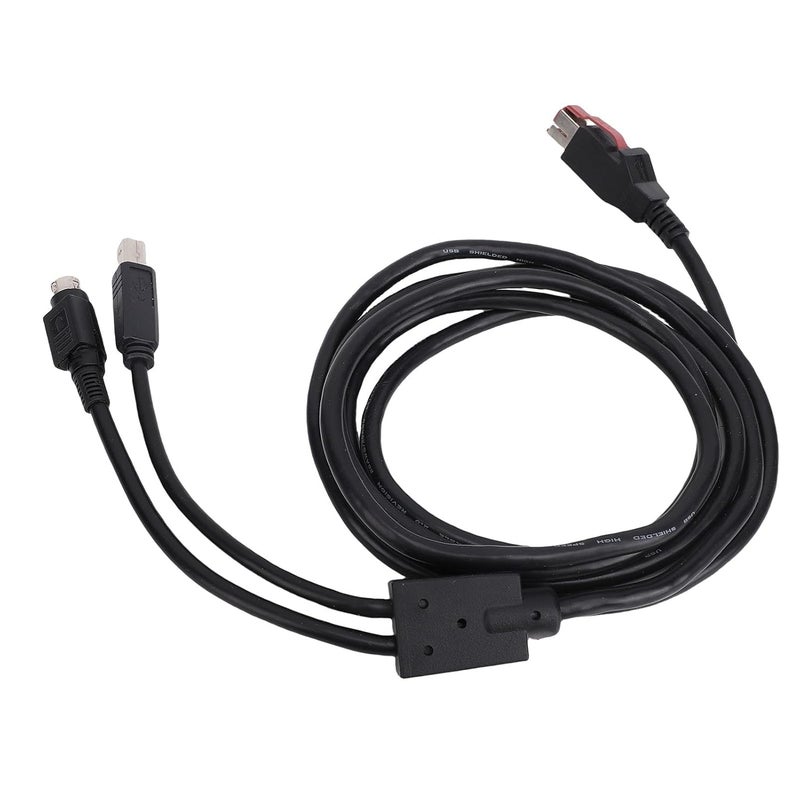 Printer Data Cable, 1.8M 24V Power USB Cord, 2 in 1 USB A to B and 3 Pin DIN Male Cable for Printer, Barcode Scanner, and POS System - Image 2