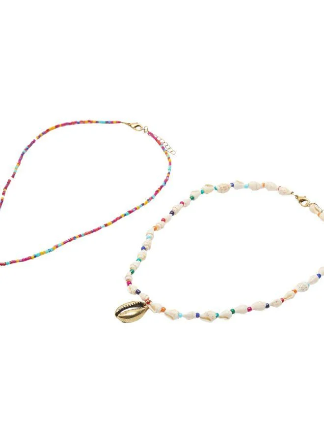 Parfois Multicolour Necklace Set With Shells And Multicolor Beads for Women | Best Price UAE