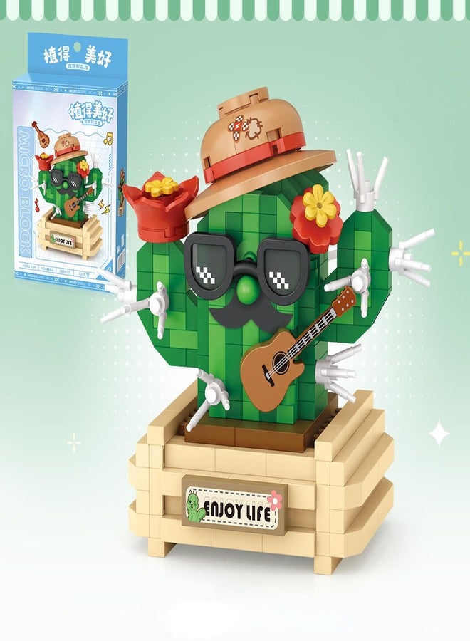 MEIEST Mini Flower Succulent Bonsai Building Blocks,Simulation Pot Plant Particle Flower Botanical Collection Construction Building Bricks Toy,Home Decors (Cactus-1) - Image 1