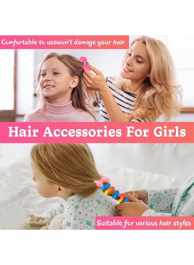 2Pcs Colorful Telephone Wire Hair Bands for Children with Braided Bow Design, Soft Spiral Hair Ties for Ponytails, Braids, Buns and Daily Hairstyles, Durable Non-Absorbent Polyester Hair Bobbins for Girls and Teens, School, Swimming, Sports, Yoga and Everyday Use - Image 5