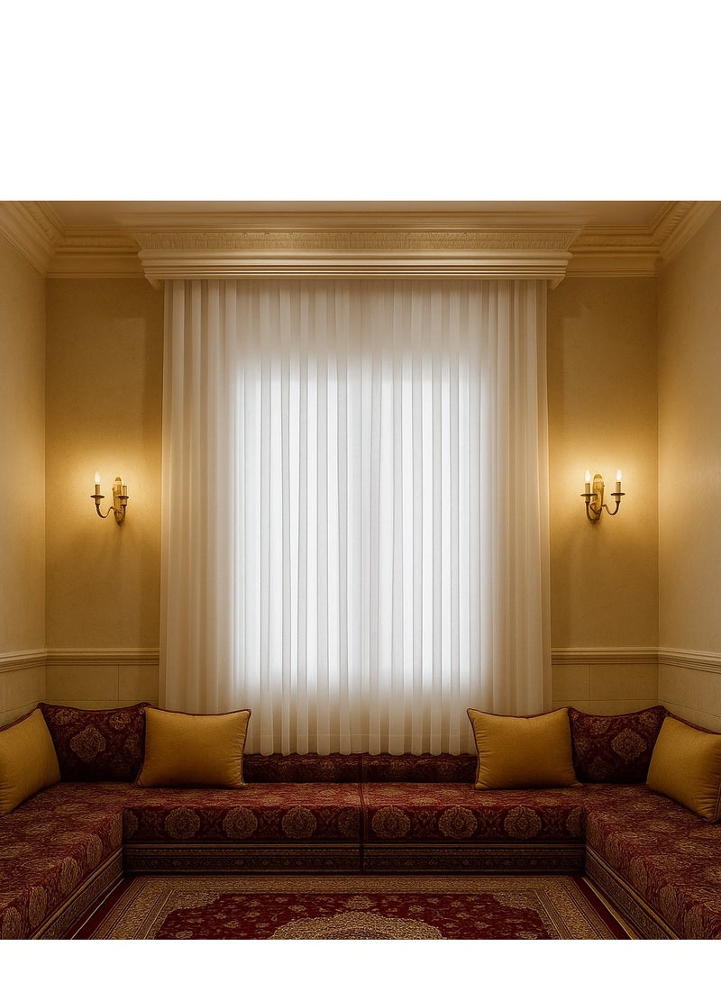 Bluejw Vertical Stripes White Gauze Curtains Living Room Pervious To Light Window Screen - Image 2
