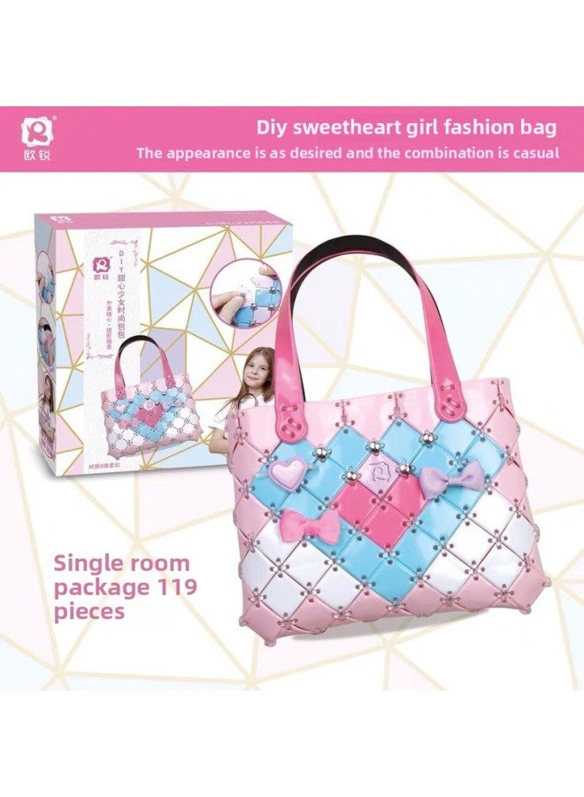 Children's Detachable Woven Shoulder Bag Handmade Material Bag Diy Handmade Bag Girl Gift Toy-Color:Shoulder Bag (119 Pieces)  - Image 1