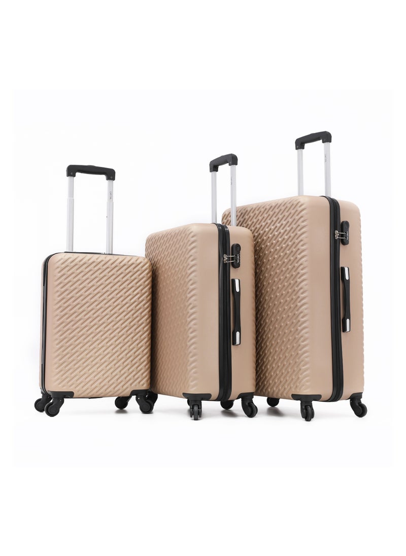 CAPITAL CAPITAL Hardside Luggage Trolley Bag 3 Pieces set,Champagne (S-20,M-24,L-28 Inch)  - Image 1