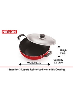Nirlon Nirlon Pfoa Free Non-Stick Coated 2 Piece Kadai Combo Cooking Item Set with Steel Lid, 2.6mm_KD12_DKD(B)  - Image 3