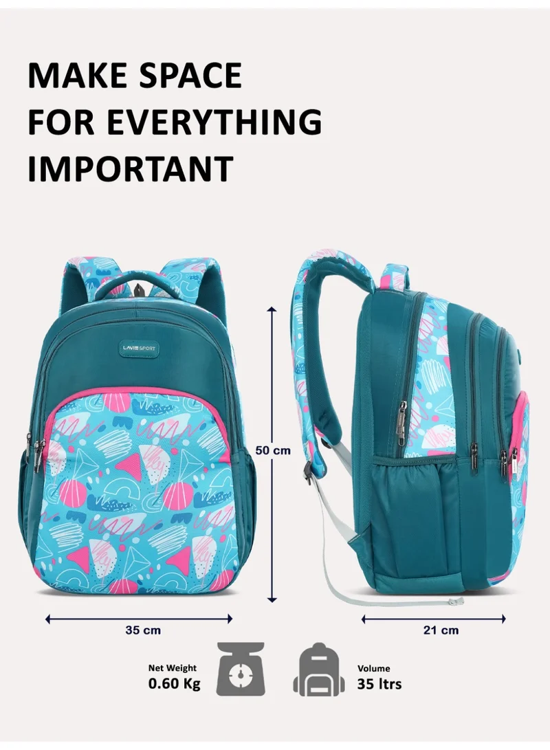 Lavie  Sport 35L Doddle Backpack | Laptop Compatiable | Raincover (Teal)  | Best Price UAE