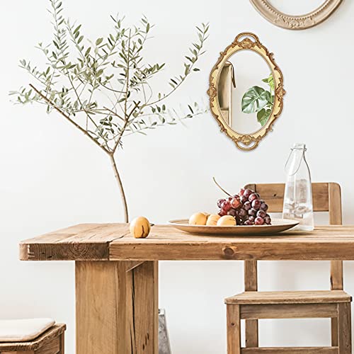 Eaoundm 14.5 x 10 inchs Small Oval Antique Decorative Wall Mirror Vintage Hanging Mirror (Gold) - Image 4