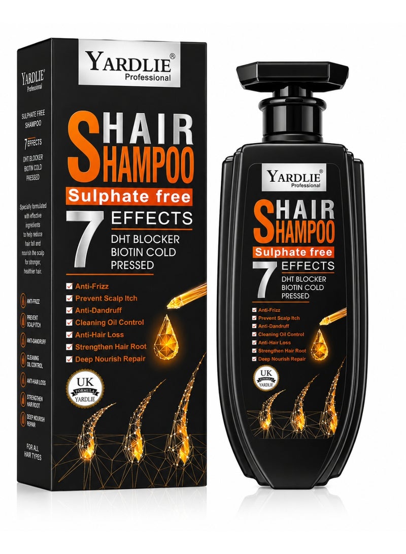 Yardlie Professional Sulphate Free Hair Shampoo with DHT Blocker, Biotin & Cold Pressed Extracts, 7 Effects, 500ml - Image 1