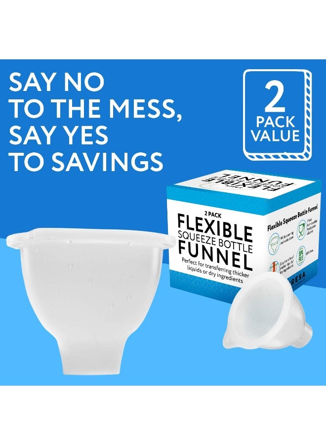 IMPRESA IMPRESA 2 Pack Funnel for Squeeze Bottles- Wide Funnel Opening for Squeeze Bottles Like FIFO- for Ice, Dressing, Batter, Thick Sauces, Paint Flexible Silicone No BPA 3.25 Top Diameter 1.25  - Image 5